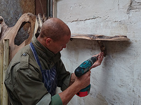 fixing natural edge wood shelf